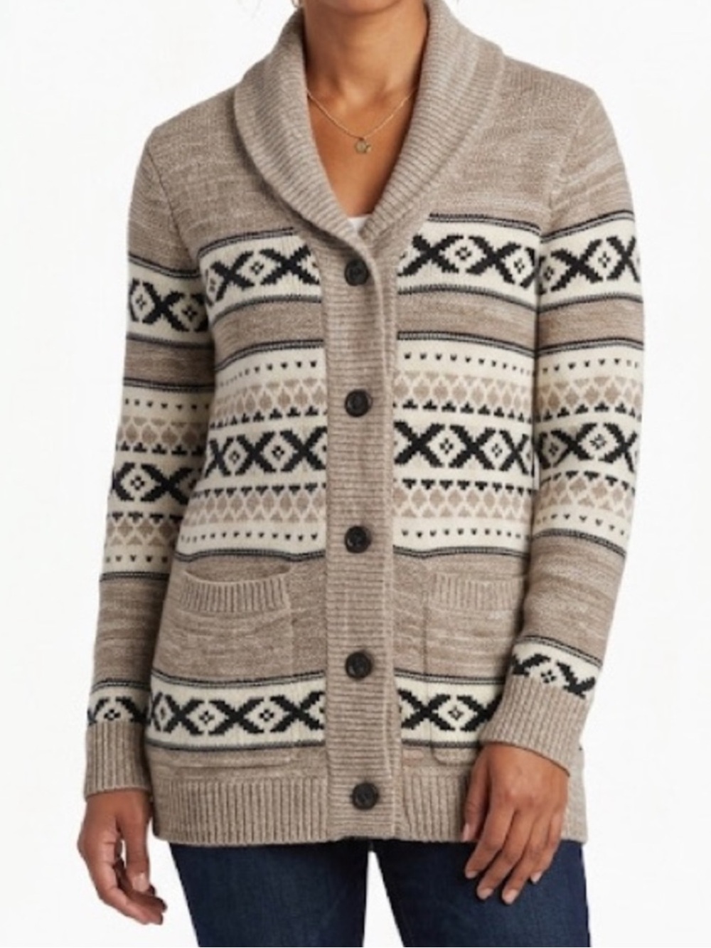 Shawl Collar Button-Up Cardigan Sweater